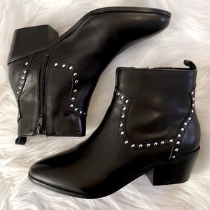 Steve Madden “Buster” Black Leather Studded Ankle Boots